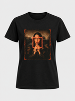 Neon Muse women's black standard fit graphic T-shirt, front view