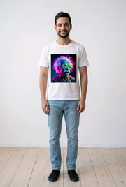 Neon Rave Einstein Graphic Tee – Premium White Cotton T-Shirt