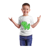 Hand-Drawn Green Dino Crayon Art Kids Tee