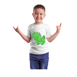 Hand-Drawn Green Dino Crayon Art Kids Tee