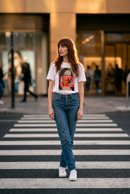 Neon Mona Lisa Lollipop Graphic Tee – Premium White Cotton T-Shirt