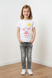 Kids' Happy Sunshine Girl Doodle T-Shirt