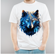 Blue Mystic Wolf Graphic Tee – Premium White Cotton T-Shirt