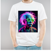 Neon Rave Einstein Graphic Tee – Premium White Cotton T-Shirt