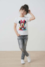 Premium Watercolor-Style Minnie Mouse Kids Tee