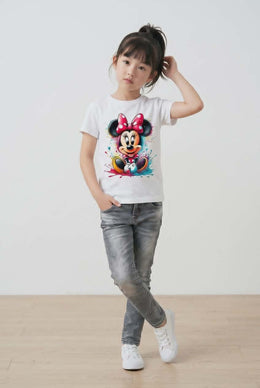 Premium Watercolor-Style Minnie Mouse Kids Tee