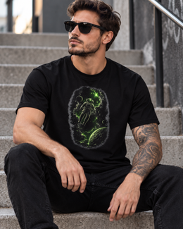 Neon Orbit Men’s Graphic T-Shirt – Black