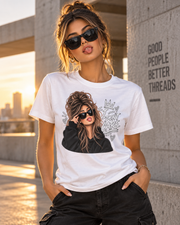 I Don’t Care Women’s Graphic T-Shirt – Black & White