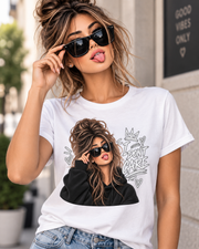 I Don’t Care Women’s Graphic T-Shirt – Black & White