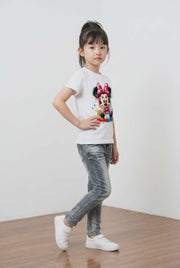 Premium Watercolor-Style Minnie Mouse Kids Tee