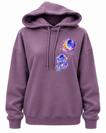 Mauve purple women's Cosmic Astronaut hoodie without pockets, front product view