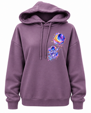 Mauve purple women's Cosmic Astronaut hoodie without pockets, front product view