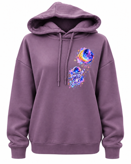 Mauve purple women's Cosmic Astronaut hoodie without pockets, front product view